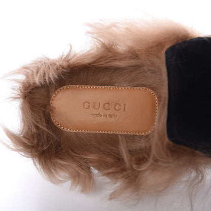 Gucci Velvet Fur Womens Princetown Slippers 39 Black 8 of 10