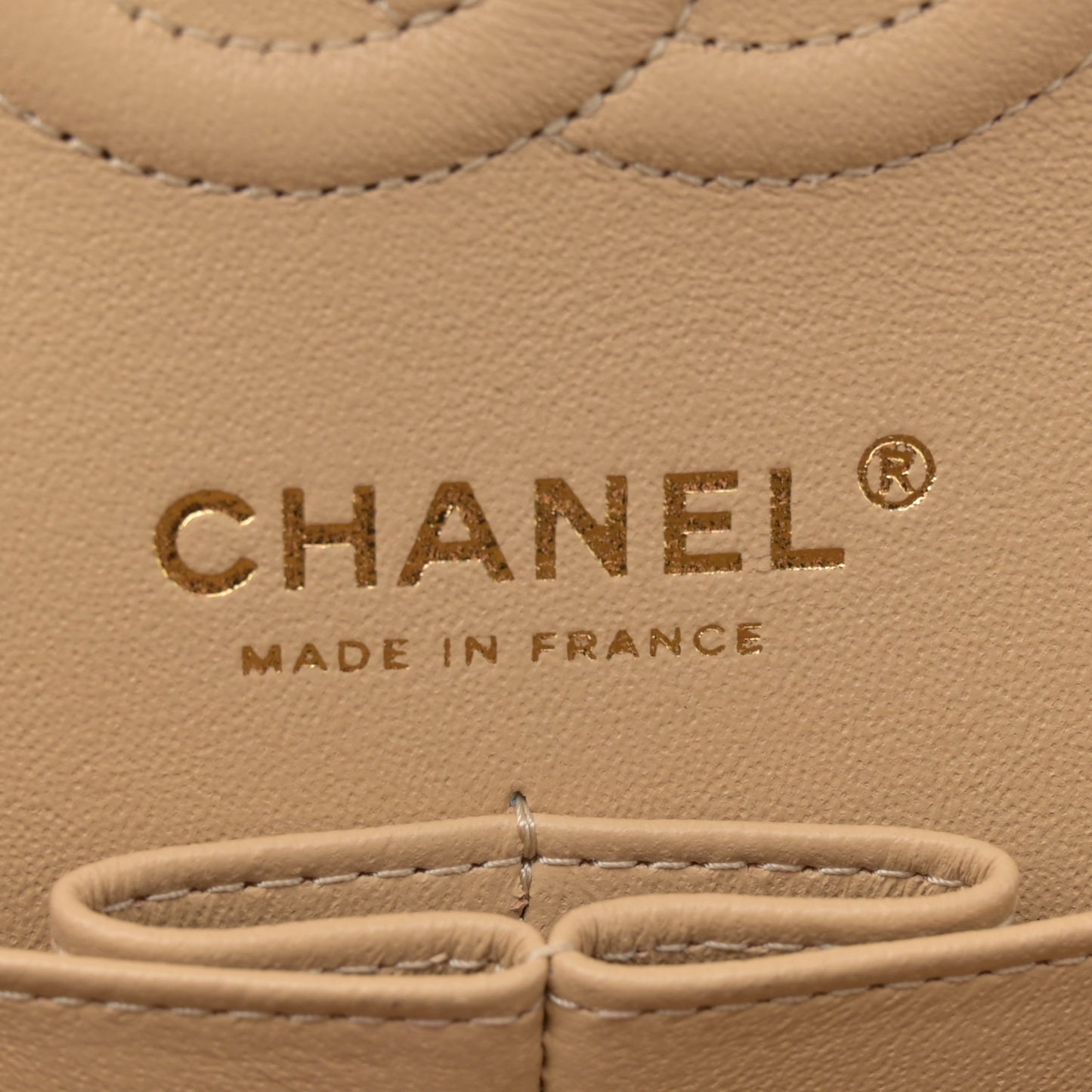 Caviar Quilted Small Double Flap Beige