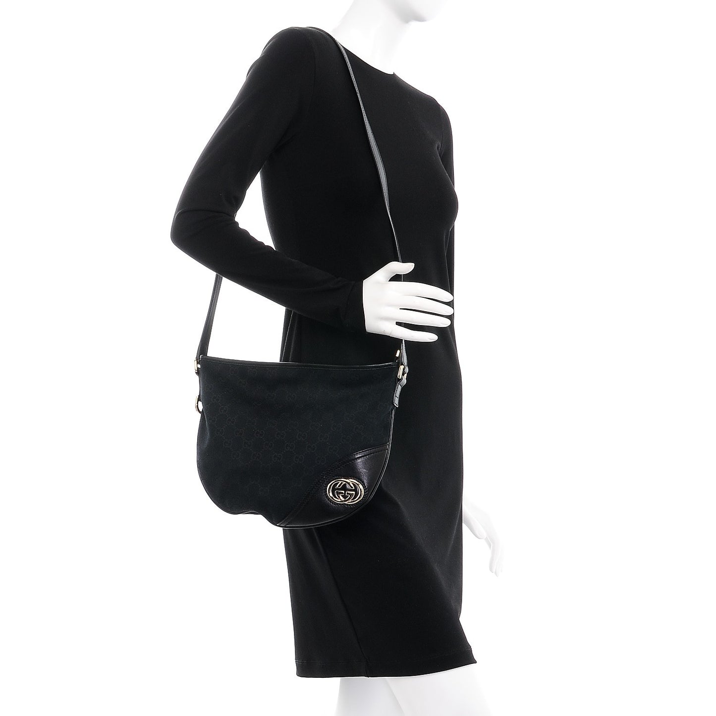 Monogram Medium New Britt Half Moon Hobo Black