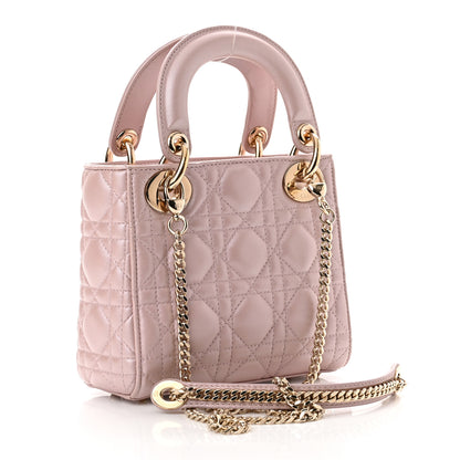 Christian Dior Metallic Lambskin Cannage Mini Lady Dior Lotus 2 of 7