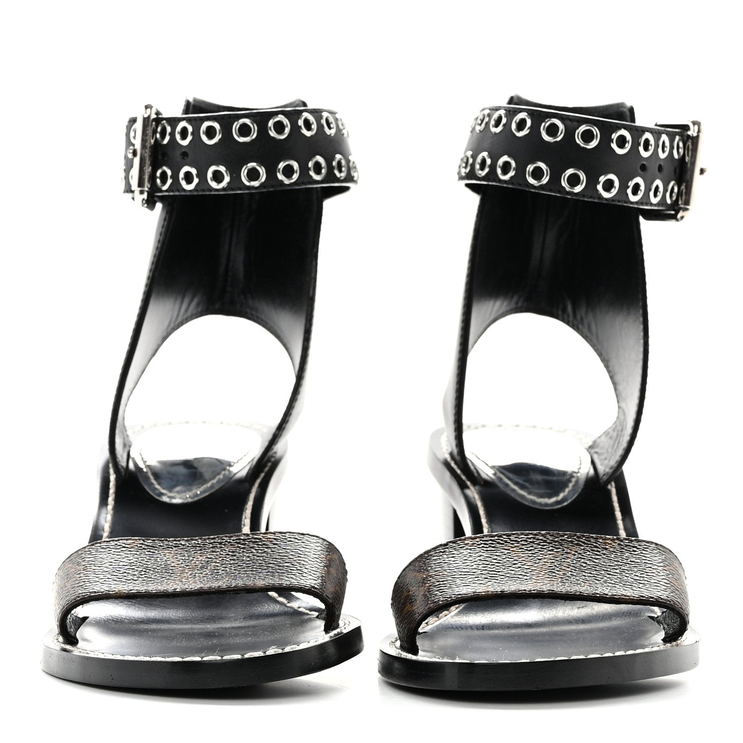 Louis Vuitton Calfskin Monogram Passenger Sandals 37.5 Black 2 of 10