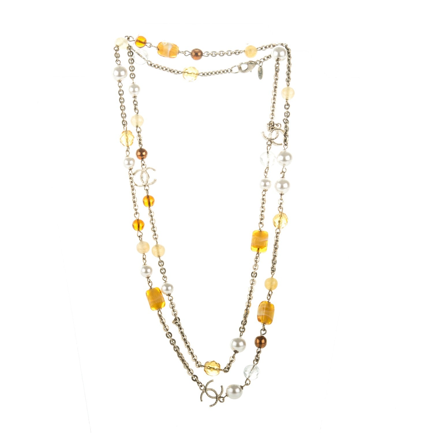 Chanel Pearl Beaded CC Long Necklace Yellow Gold 6 of 6
