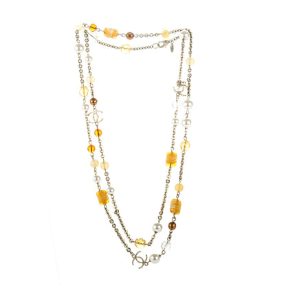 Chanel Pearl Beaded CC Long Necklace Yellow Gold 6 of 6