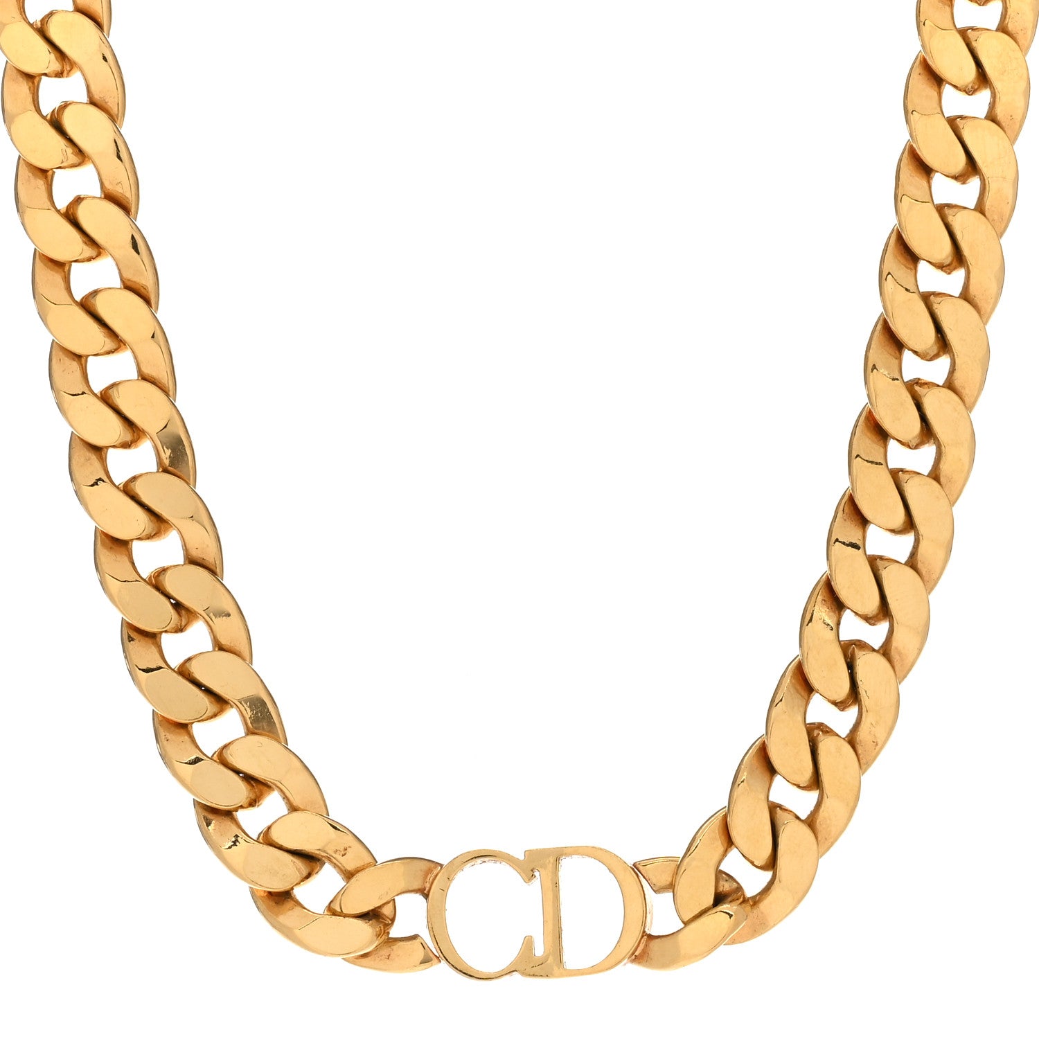 Christian Dior Metal CD Choker Necklace Gold 1 of 6