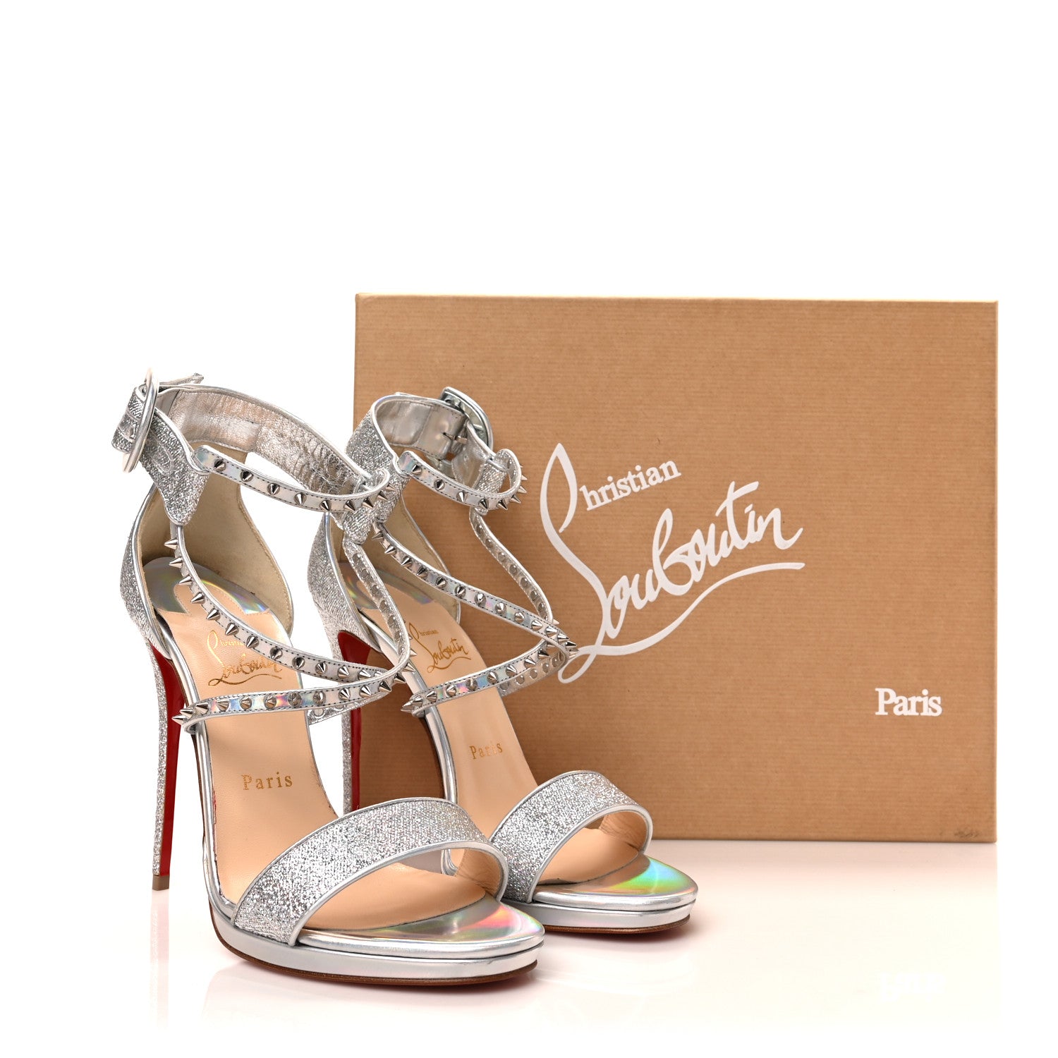 Christian Louboutin Lurex Specchio Choca Lux Sandals 39 Silver 8 of 8