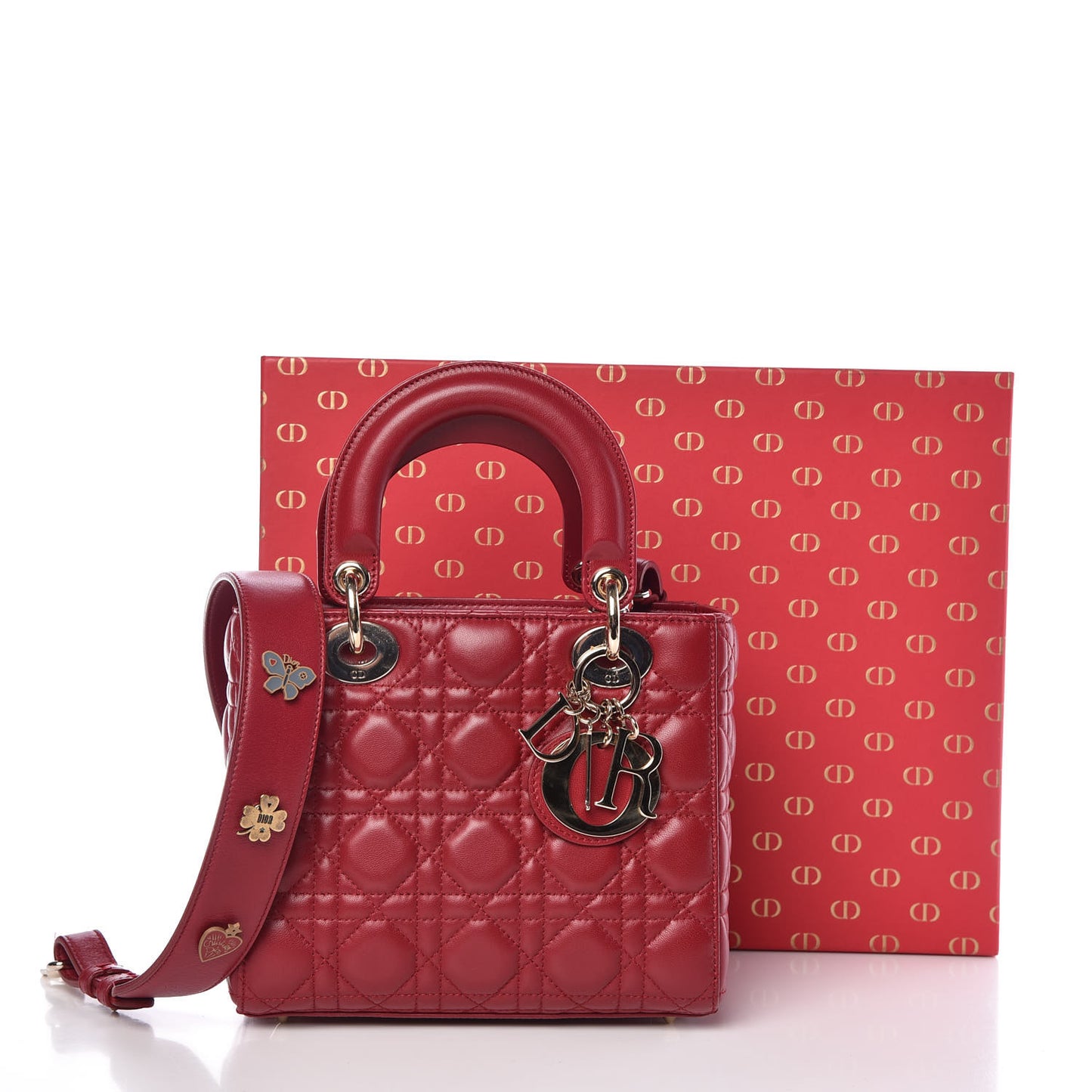 Lambskin Cannage Small My Lady Dior Red