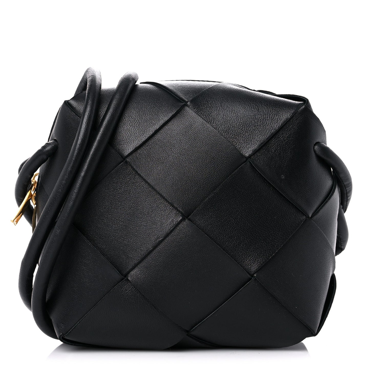 Lambskin Maxi Intrecciato Mini Cassette Camera Bag Black