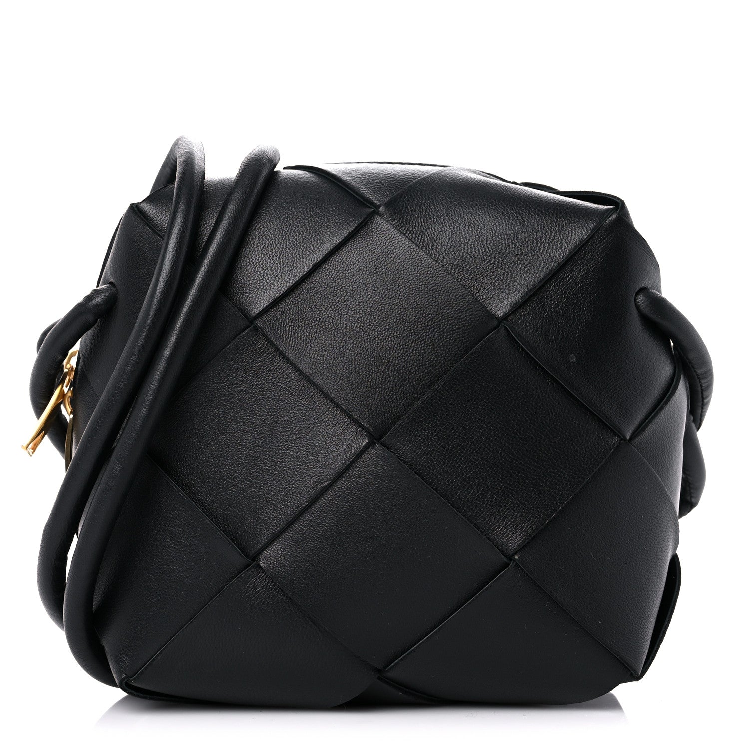 Bottega Veneta Lambskin Maxi Intrecciato Mini Cassette Camera Bag Black 1 of 11
