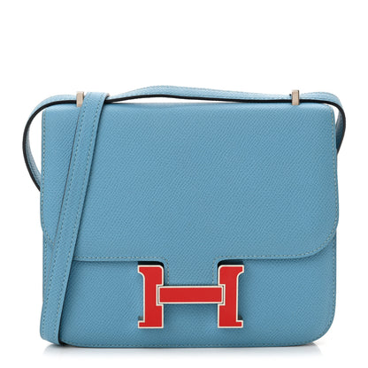 Hermes Epsom Enamel Constance 18 Bleu du Nord Rouge 1 of 11
