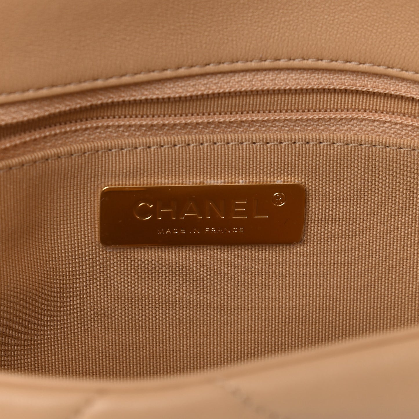 Lambskin Quilted Medium Chanel 19 Flap Beige