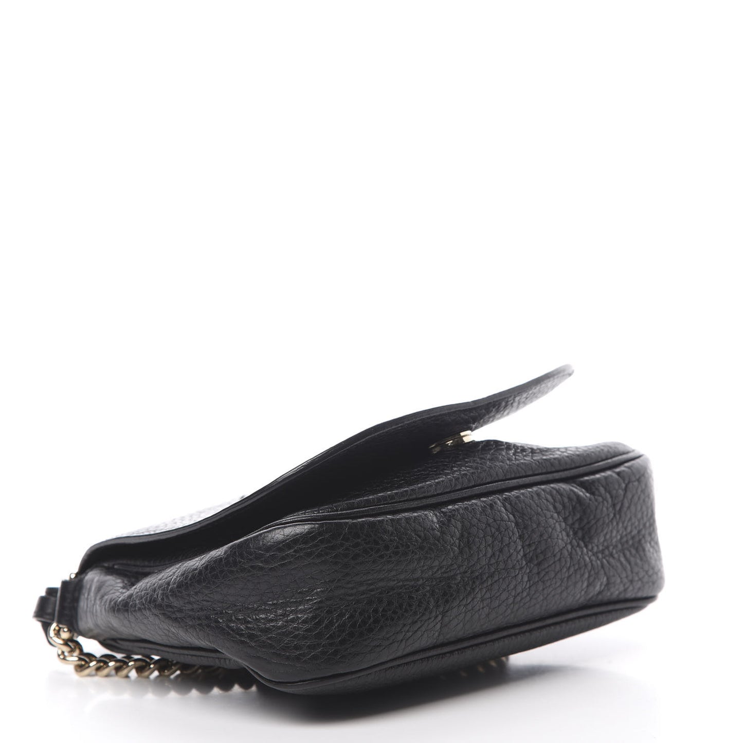 Pebbled Calfskin Small Soho Flap Crossbody Black
