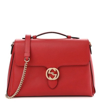 Gucci Dollar Calfskin Medium Interlocking G Top Handle Shoulder Bag Red 1 of 10