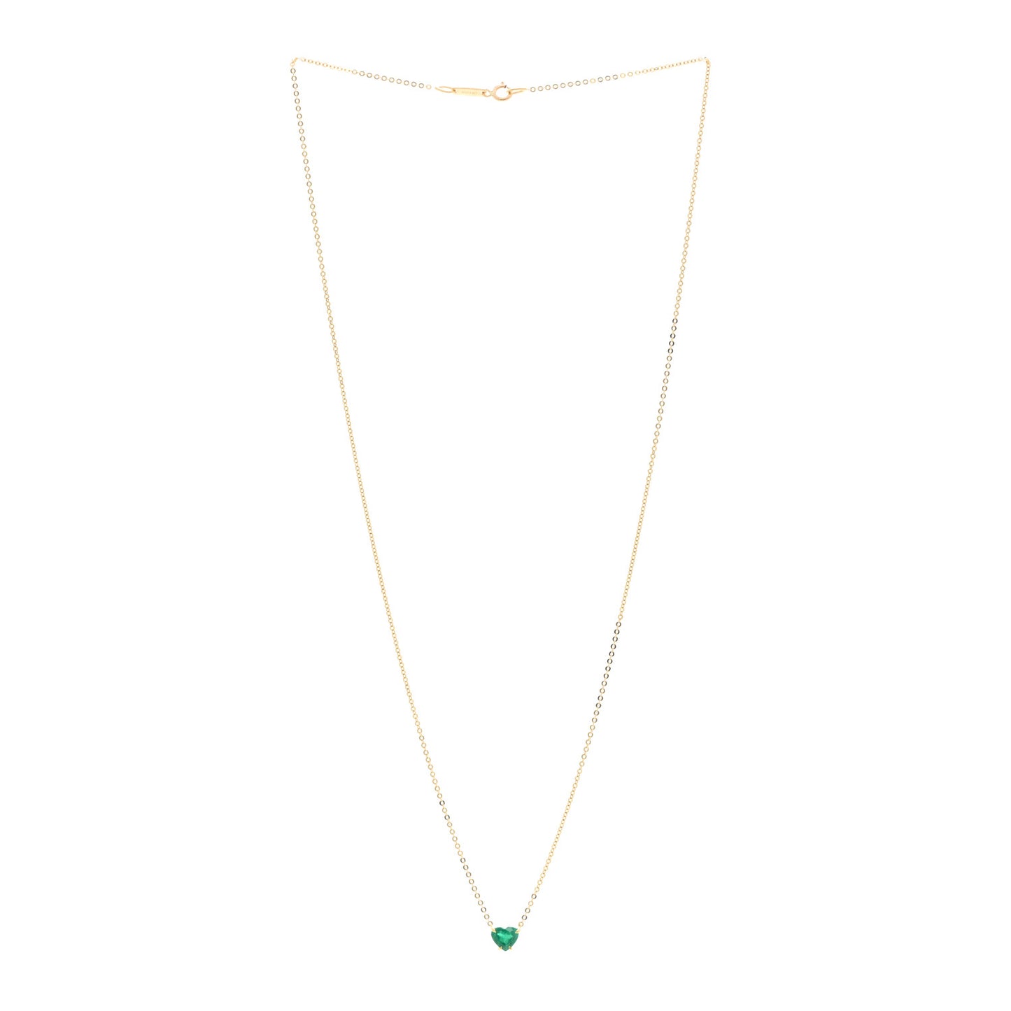 18K Yellow Gold Emerald Heart Necklace