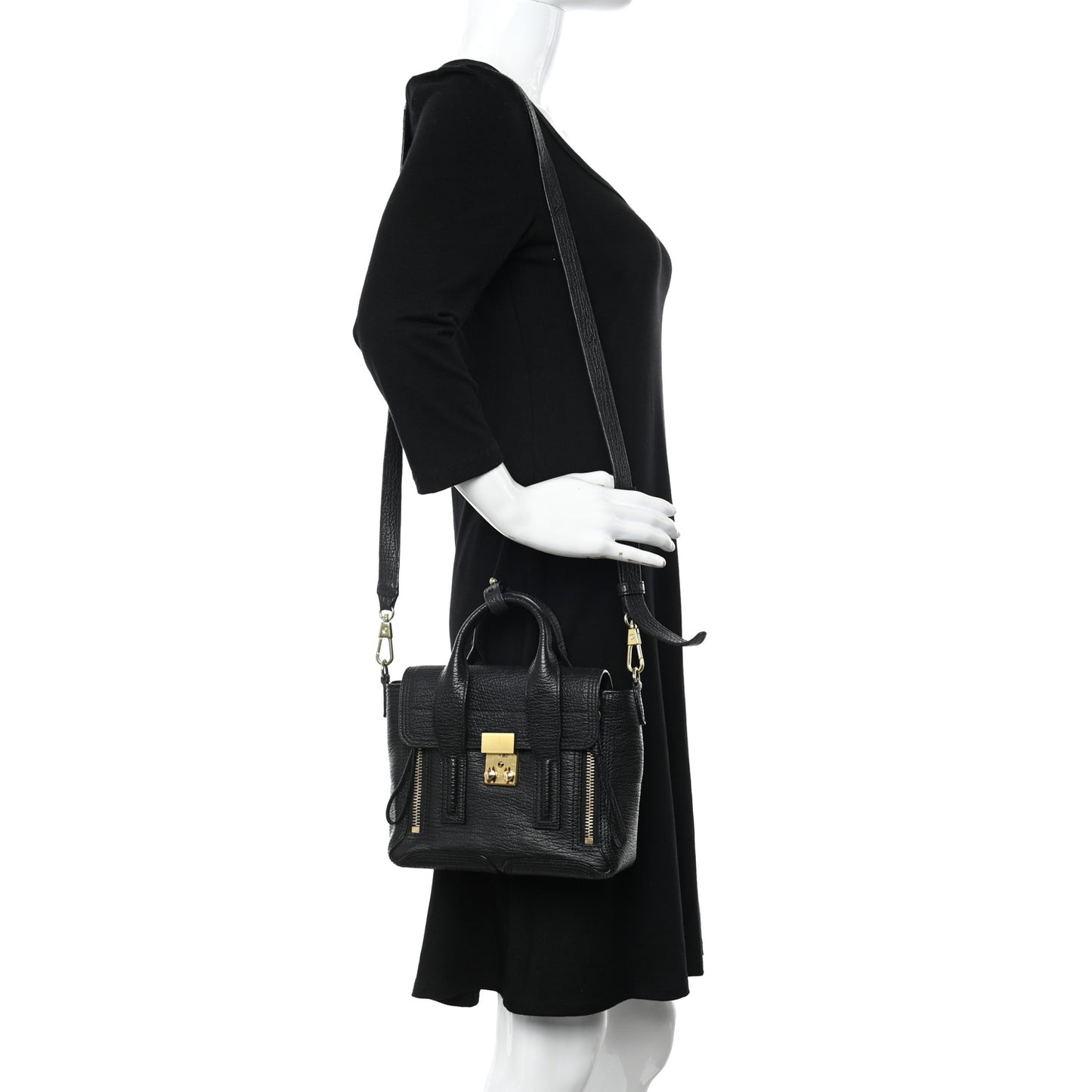 Textured Calfskin Mini Pashli Satchel Black