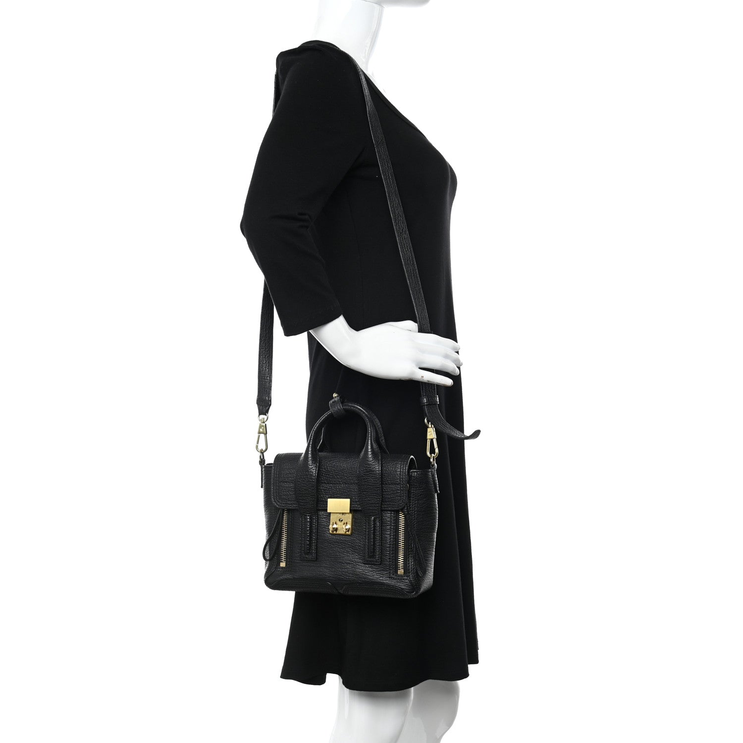 3.1 Phillip Lim Textured Calfskin Mini Pashli Satchel Black 2 of 16