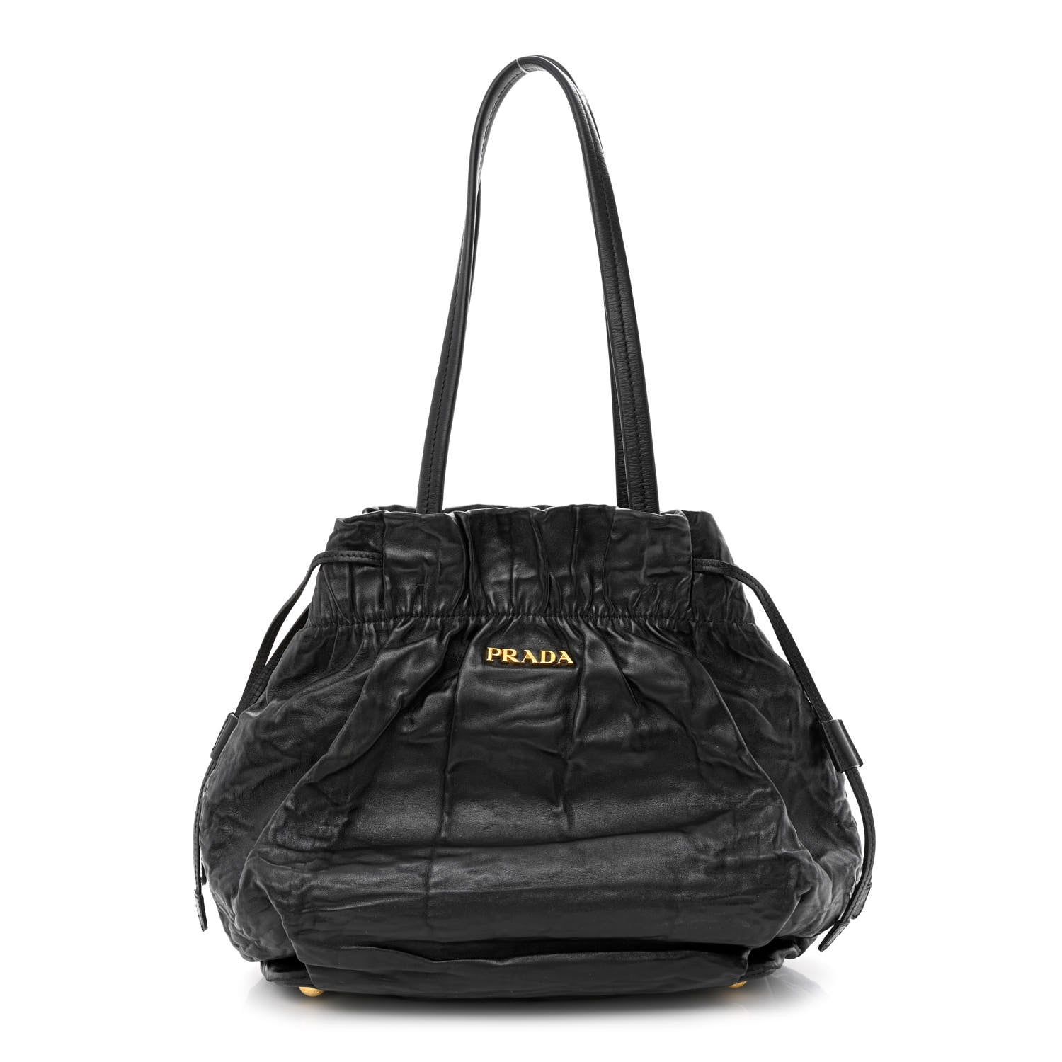 Prada Nappa Antique Drawstring Tote Black 1 of 11