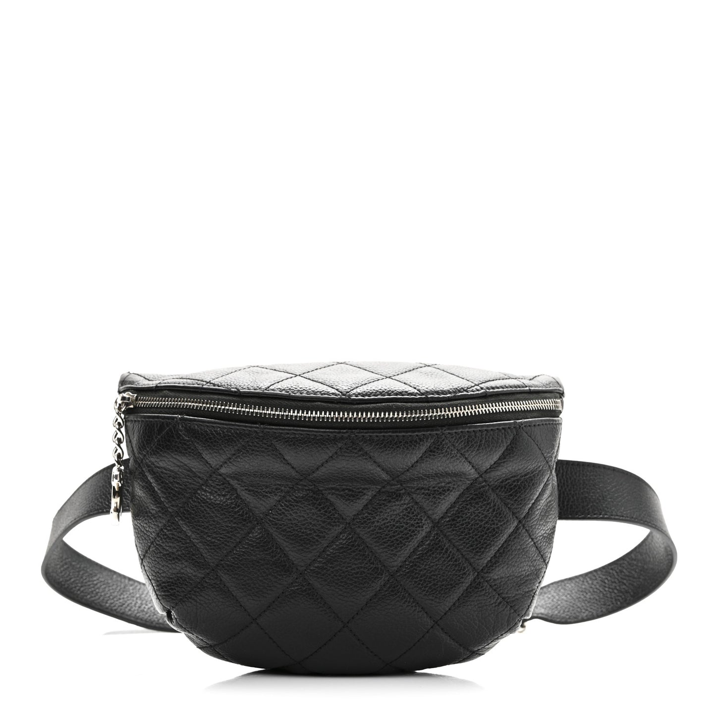 Grained Calfskin Quilted Waist Belt Bag Black
