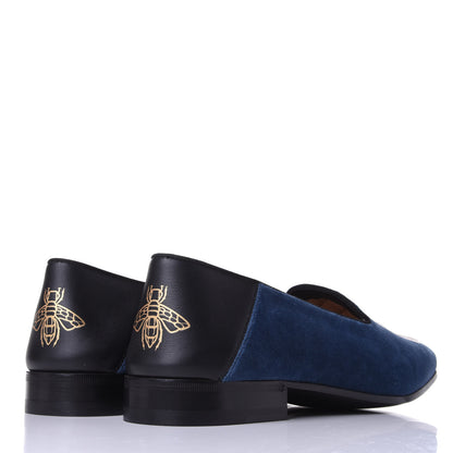 Gucci X MLB Velvet NY Yankees Embroidered Mens Loafers 8 Zaffre Black 4 of 10