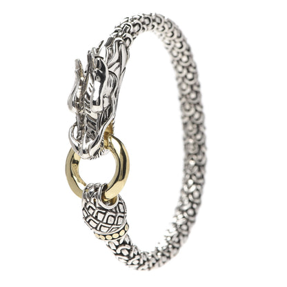 John Hardy Sterling Silver 18K Yellow Gold 6mm Naga Dragon Bracelet 1 of 5