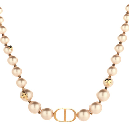 Christian Dior Pearl 30 Montaigne Bee Choker Necklace Gold Pink 1 of 6