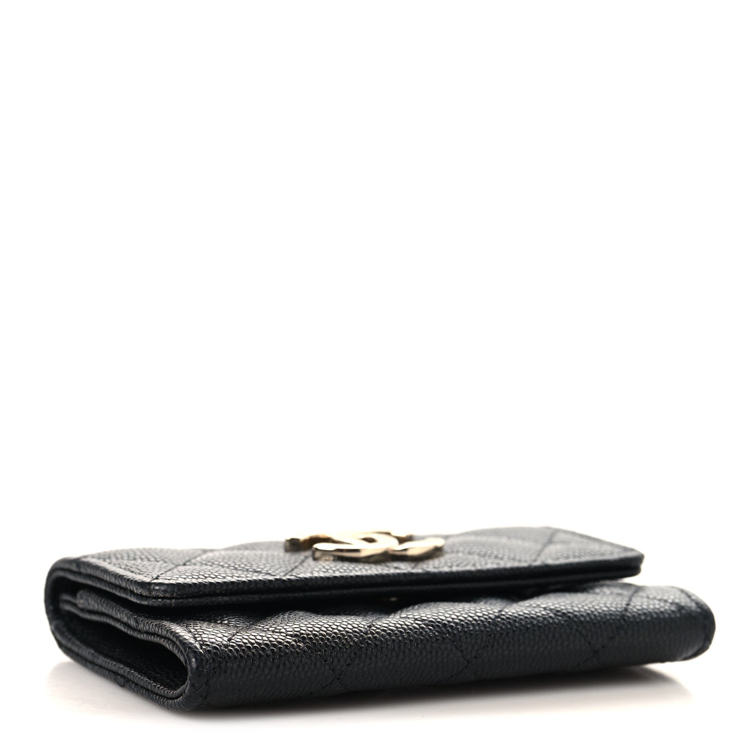 Chanel Caviar Quilted Striated CC Flap Card Holder Black 4 of 8