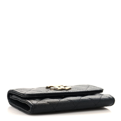 Chanel Caviar Quilted Striated CC Flap Card Holder Black 4 of 8
