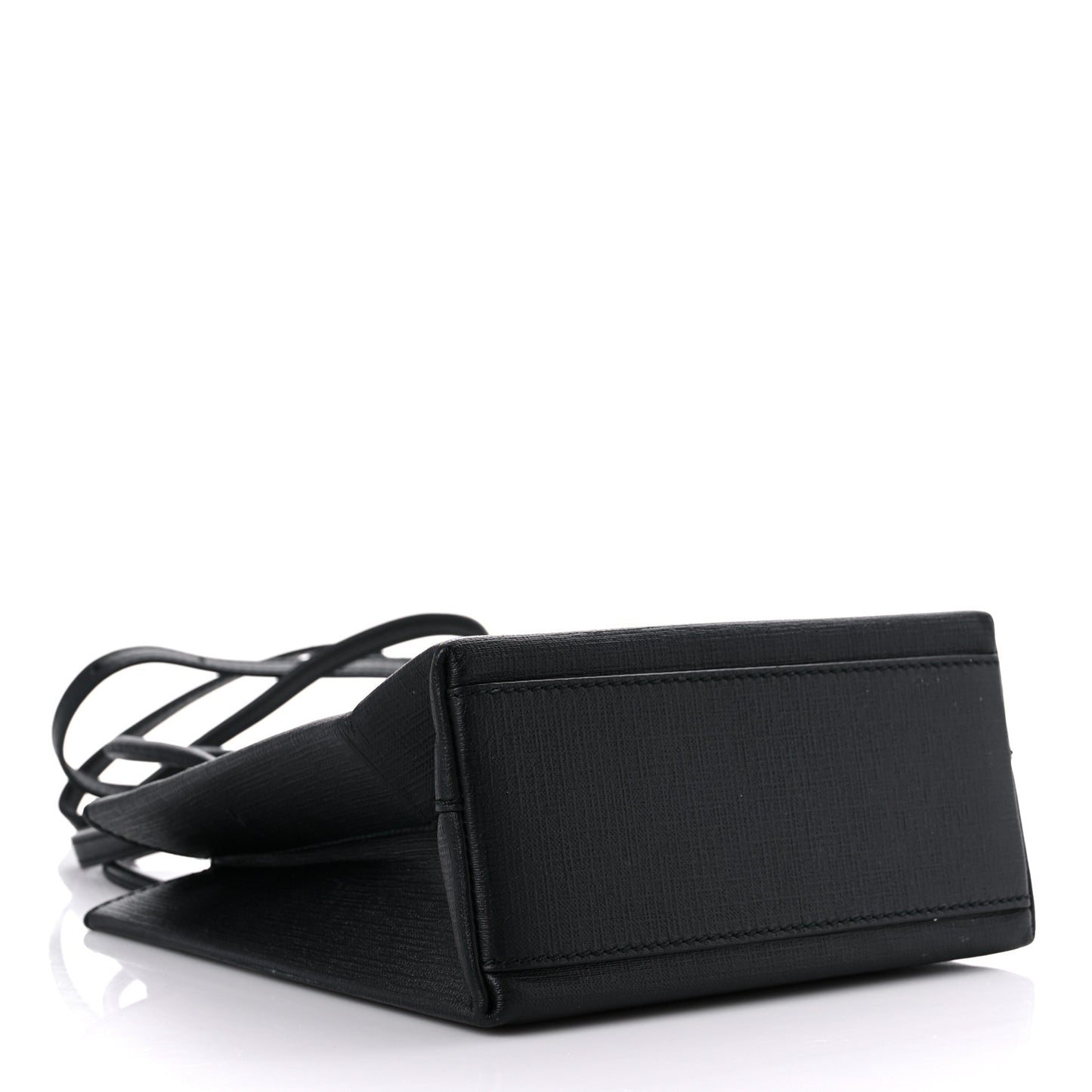 Squared Calfskin Logo XXS Shopping Tote Black