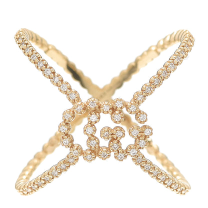 Gucci 18K Yellow Gold Diamond GG Running X Ring 56 7.5 1 of 5