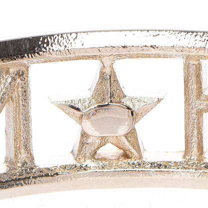 Chanel Crystal Baguette Logo Cuff Bracelet Gold 6 of 7