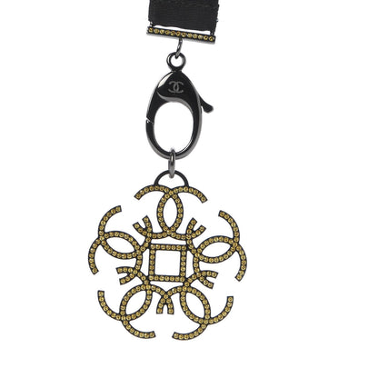 Chanel Crystal CC Lanyard Necklace Black Yellow Ruthenium 3 of 5