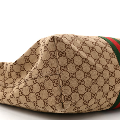 Gucci GG Monogram Web Large Giglio Tote Beige Brown 9 of 10