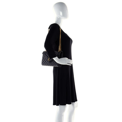 Saint Laurent Grain De Poudre Textured Mixed Matelasse Triquilt Medium Monogram Satchel Black 2 of 11