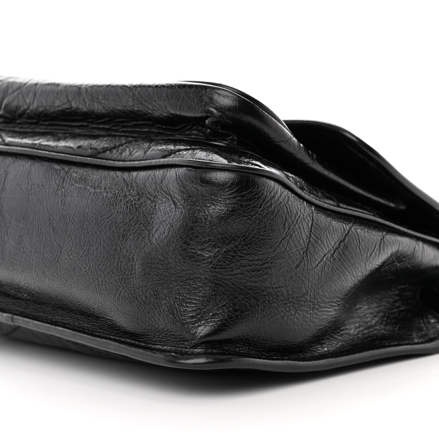 Crinkled Calfskin Matelasse Monogram Medium Niki Chain Satchel Black