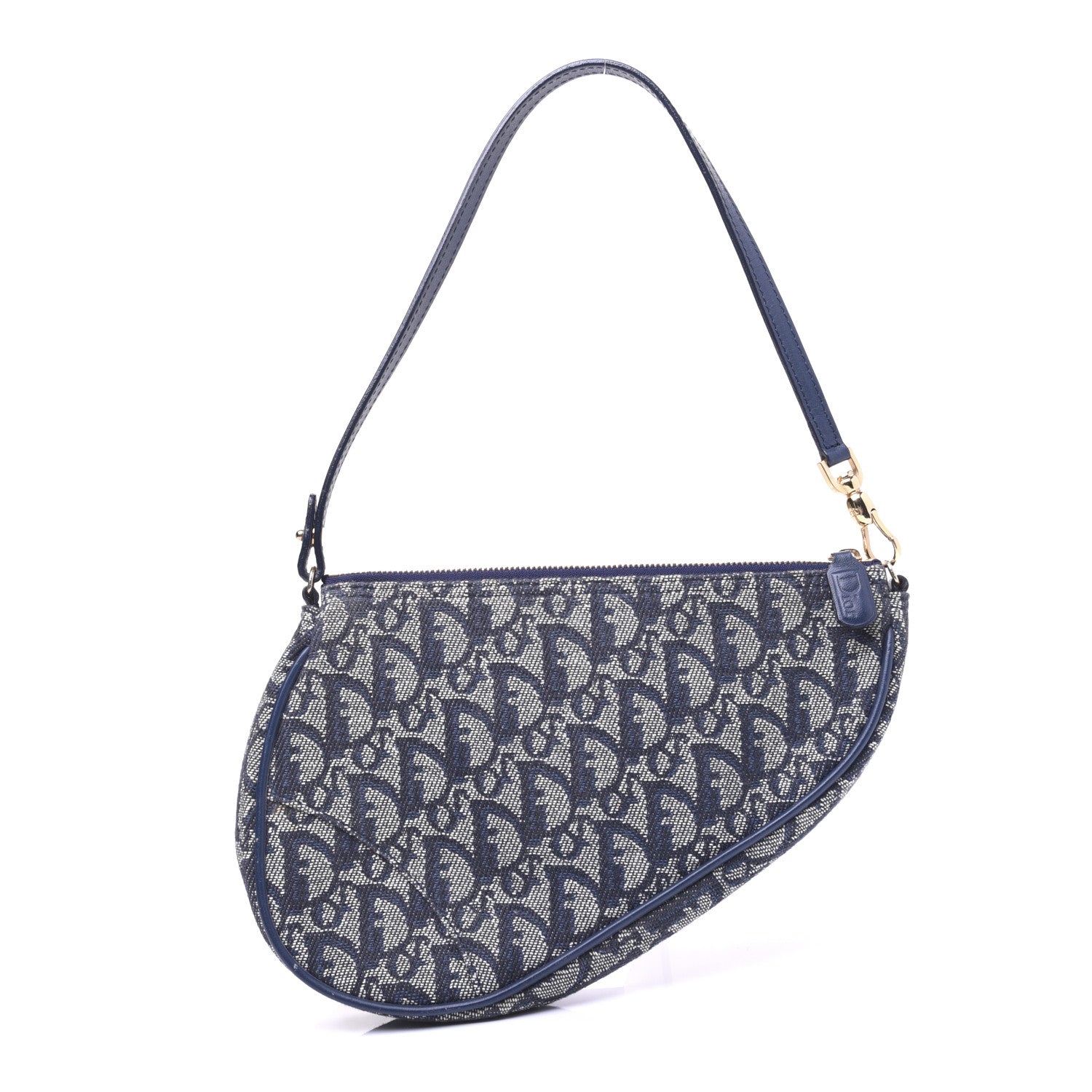 Christian Dior Monogram Mini Saddle Pochette Navy 1 of 11