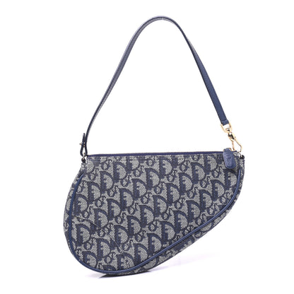 Christian Dior Monogram Mini Saddle Pochette Navy 1 of 11