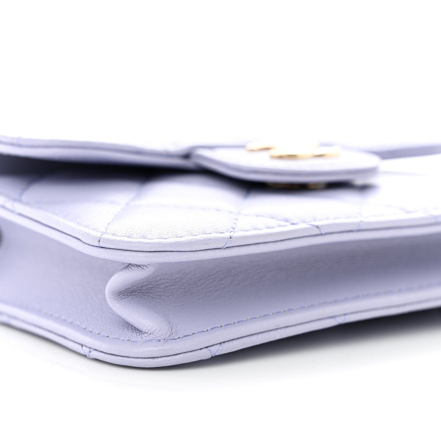 Lambskin Quilted Top Handle Flap Coin Purse With Chain Light Purple