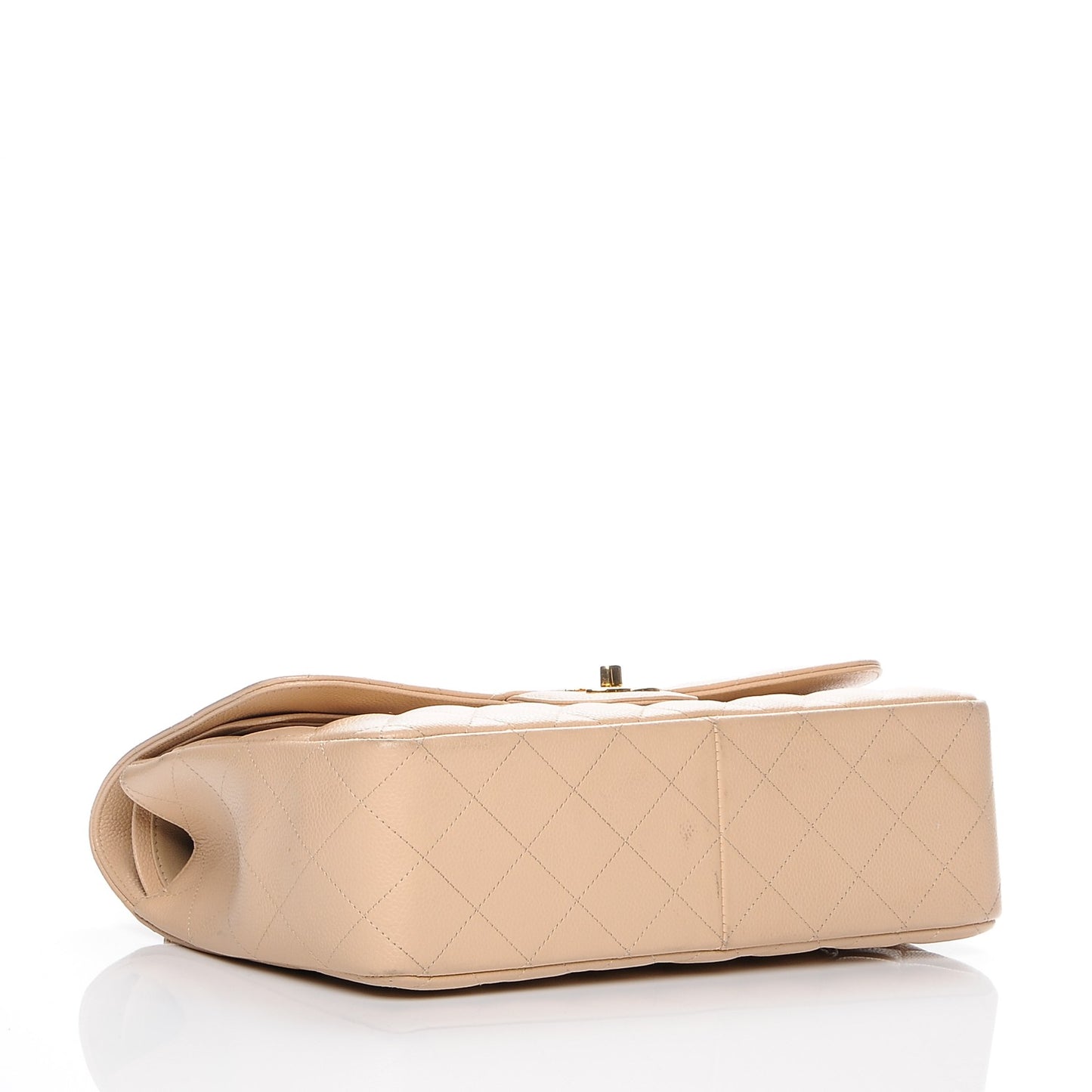 Caviar Quilted Jumbo Double Flap Beige Clair