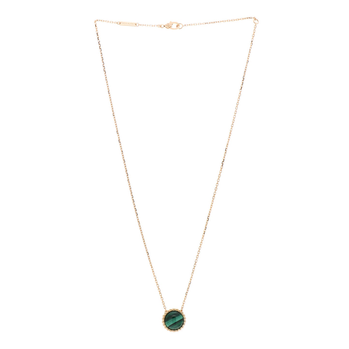 18K Yellow Gold Malachite Perlee Couleurs Pendant Necklace