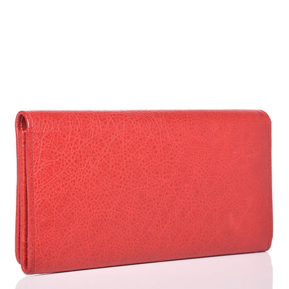 Balenciaga Agneau Giant 12 Silver Hardware Money Wallet Rouge Coquelicot 3 of 9