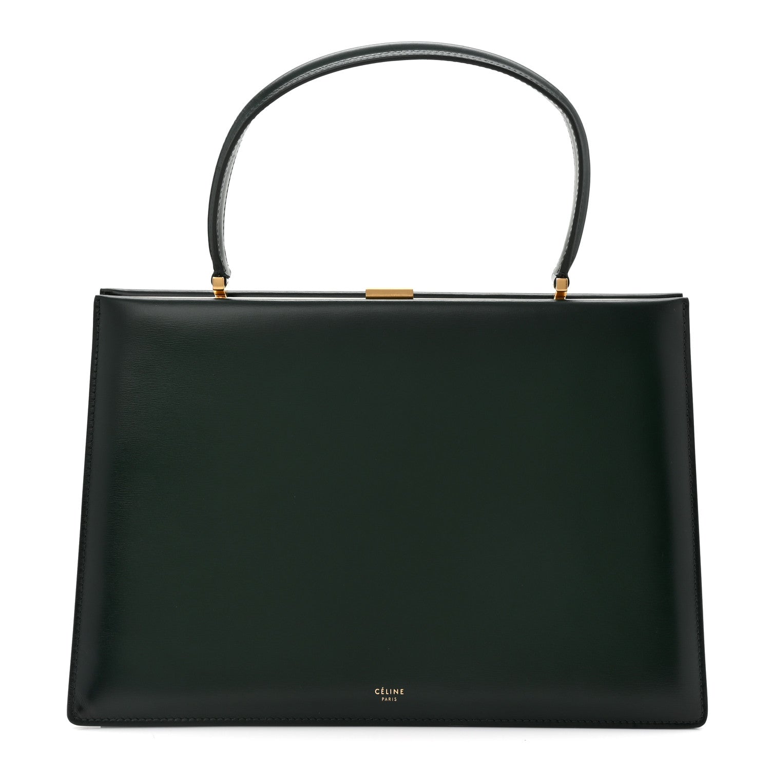 Celine Patina Box Calfskin Medium Clasp Bag Dark Green 1 of 10