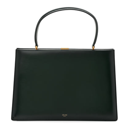 Celine Patina Box Calfskin Medium Clasp Bag Dark Green 1 of 10