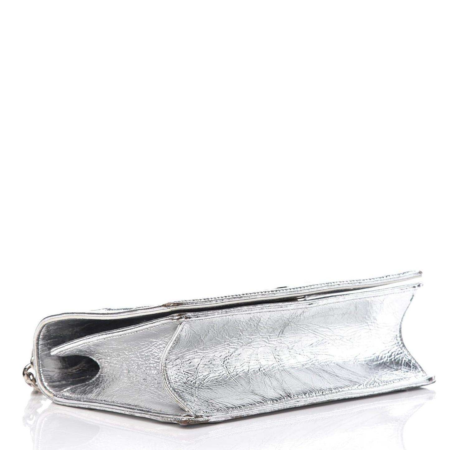 Metallic Crinkled Lambskin Medium Diorama Flap Bag Silver