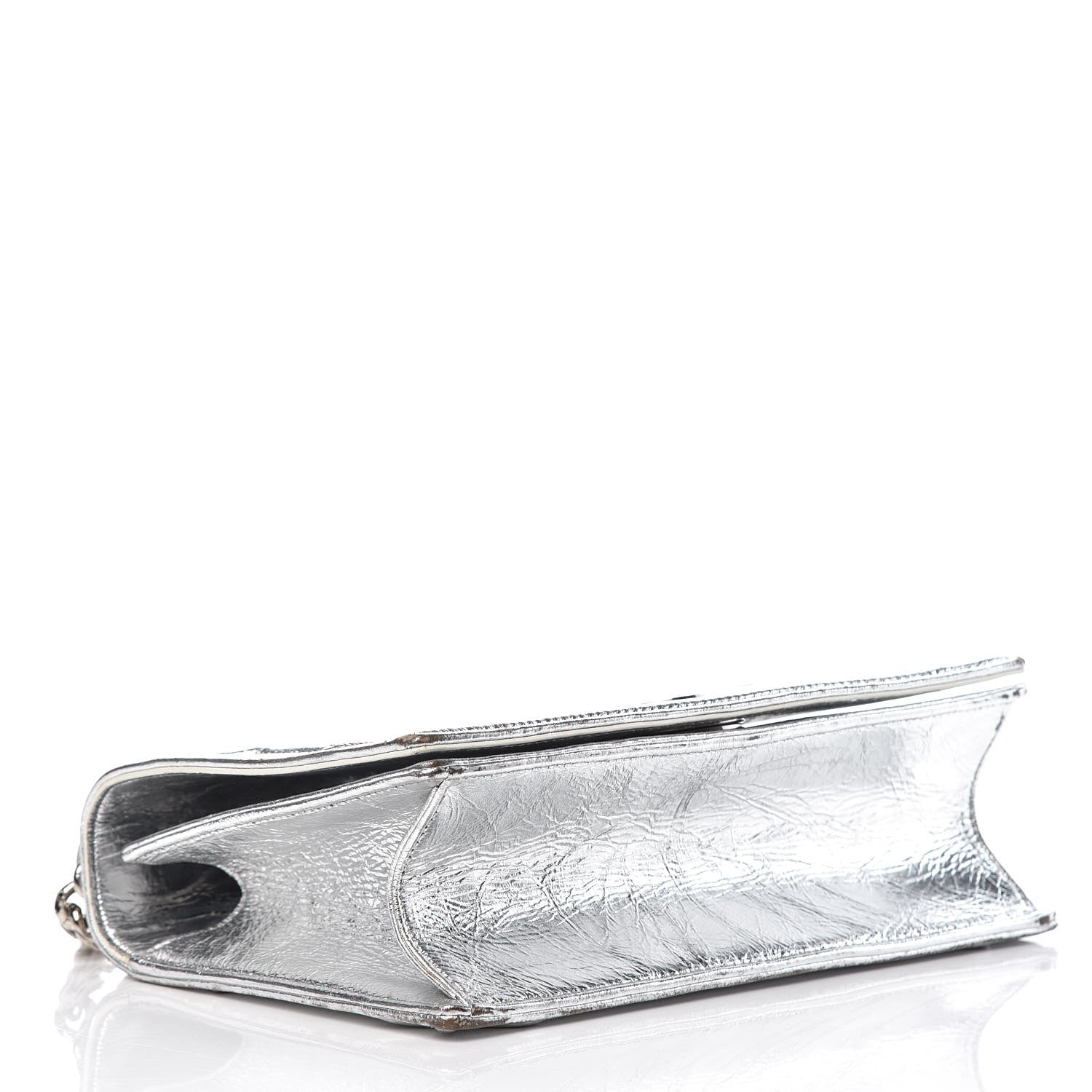 Christian Dior Metallic Crinkled Lambskin Medium Diorama Flap Bag Silver 4 of 13
