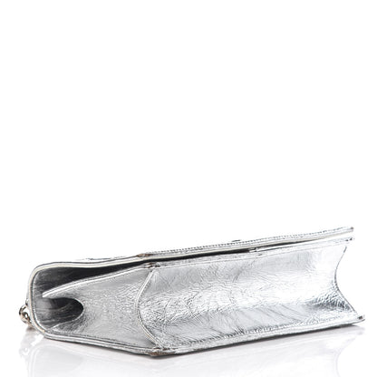 Christian Dior Metallic Crinkled Lambskin Medium Diorama Flap Bag Silver 4 of 13