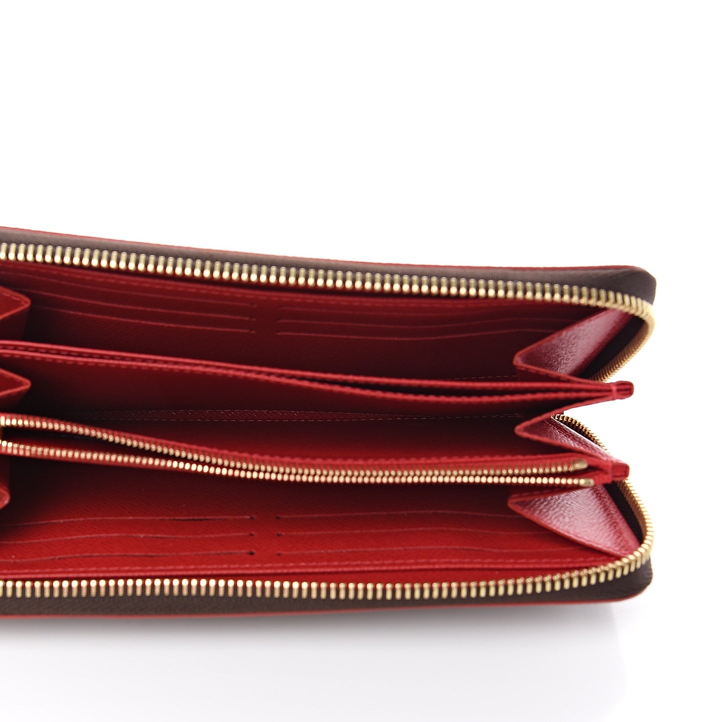 Damier Ebene Studded Zippy Wallet Cherry