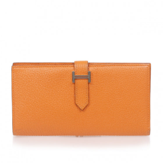 Hermes Chevre Mysore Bearn Wallet Orange 1 of 10