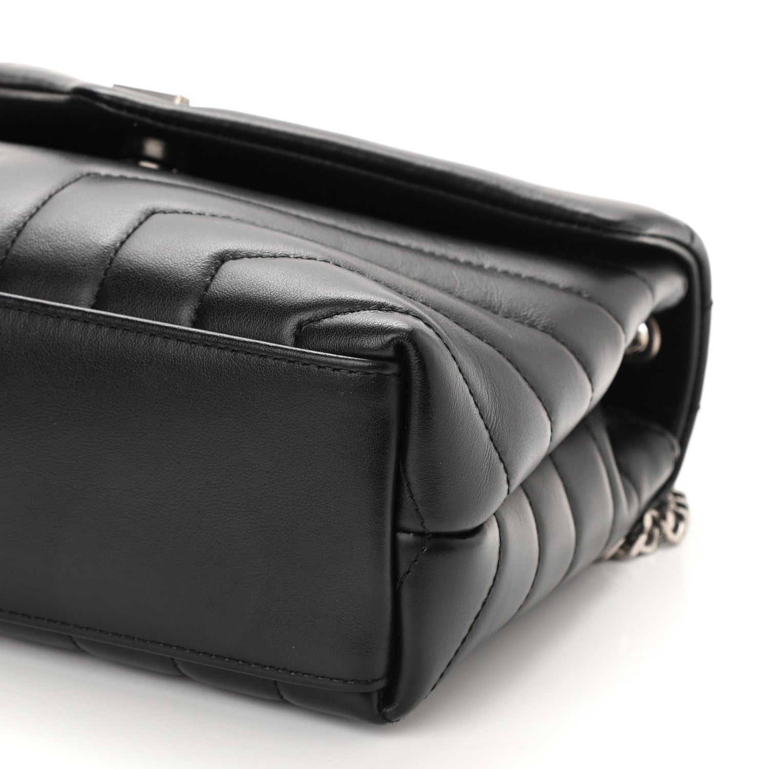Saint Laurent Calfskin Y Quilted Monogram Small Loulou Chain Satchel Black 9 of 9