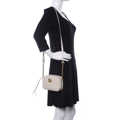 Gucci Calfskin Matelasse Mini GG Marmont Chain Shoulder Bag White 2 of 10