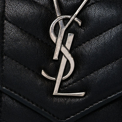 Saint Laurent Lambskin Mixed Matelasse Chevron Small Monogram Envelope Wallet Black 7 of 11