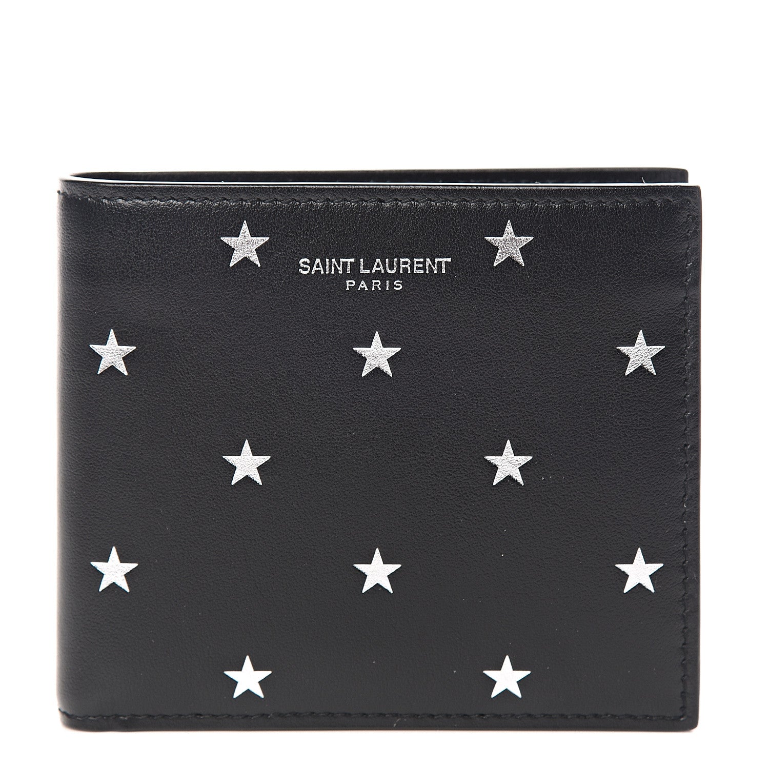 Saint Laurent Calfskin Star Print Bi-Fold Wallet Black 1 of 12